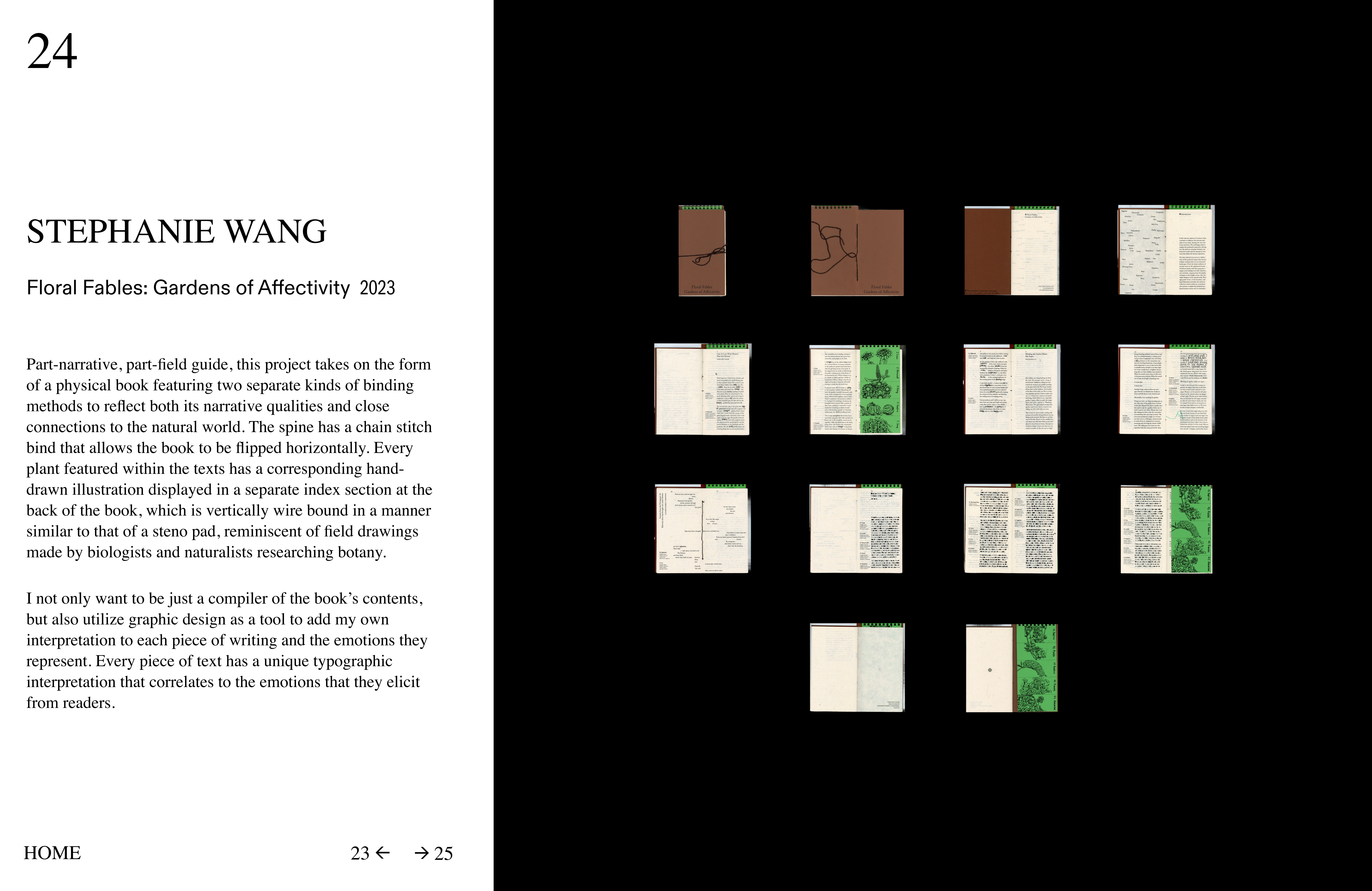 Mockup of web DAY BOOK 24. Each piece is linked to an index number which is central to navigating the site